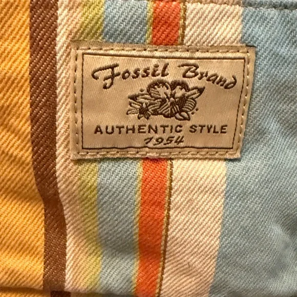 Vintage “Fossil” Striped Multicolor Crossbody Canvas Bag - Picture 4 of 16